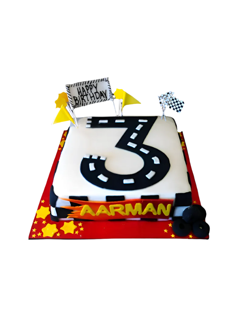 #3 Race Car Adventure Fondant Cake