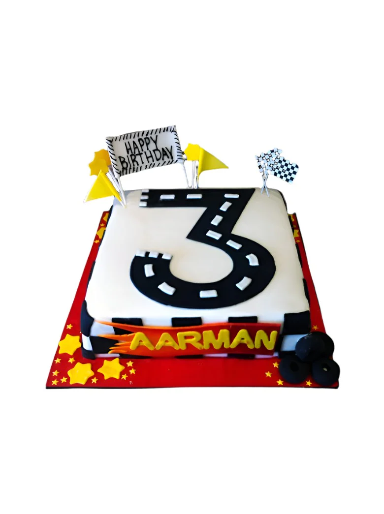 #3 Race Car Adventure Fondant Cake - Image 6