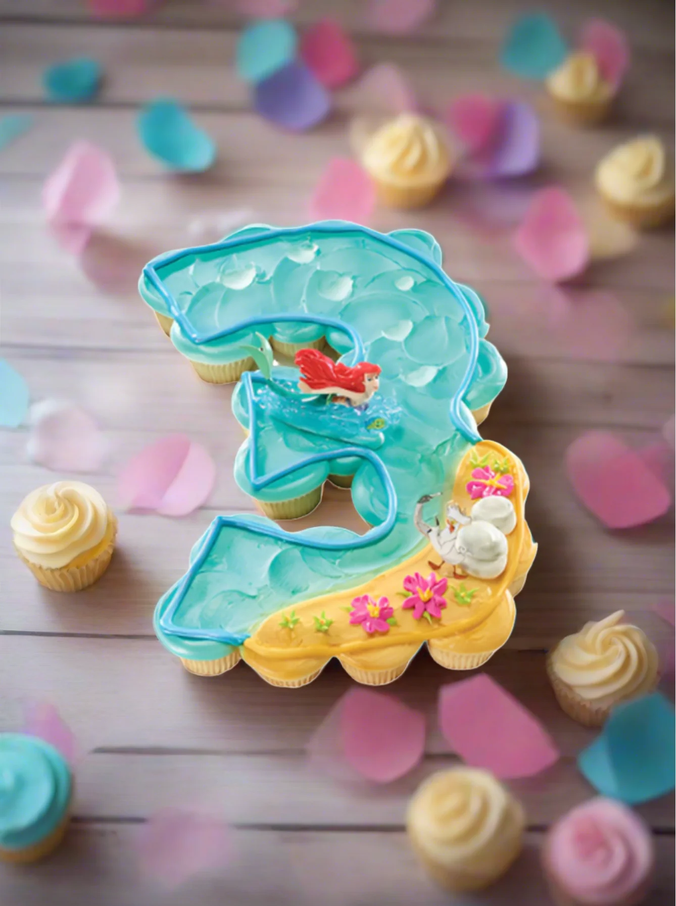 3rd Birthday The Little Mermaid Ariel and Scuttle Cupcakes - Image 3