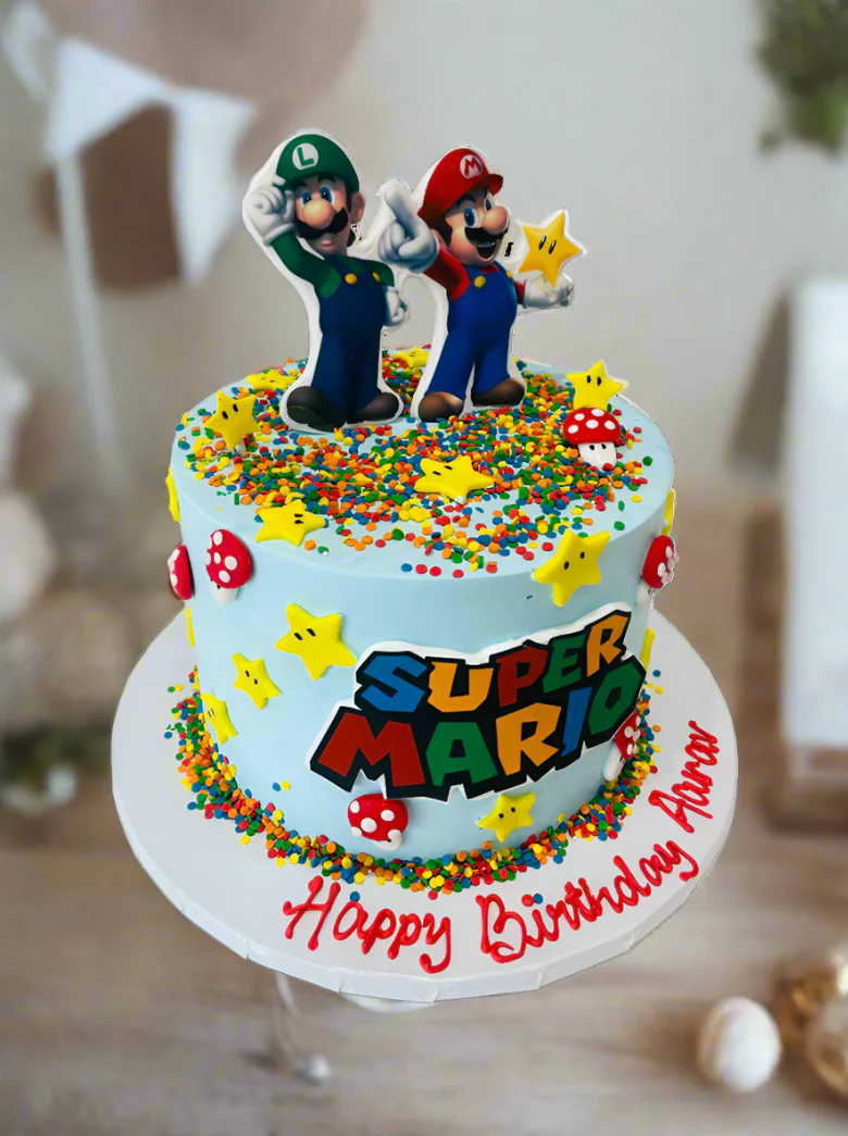 Aarav Super Mario Cream Cake - Image 4