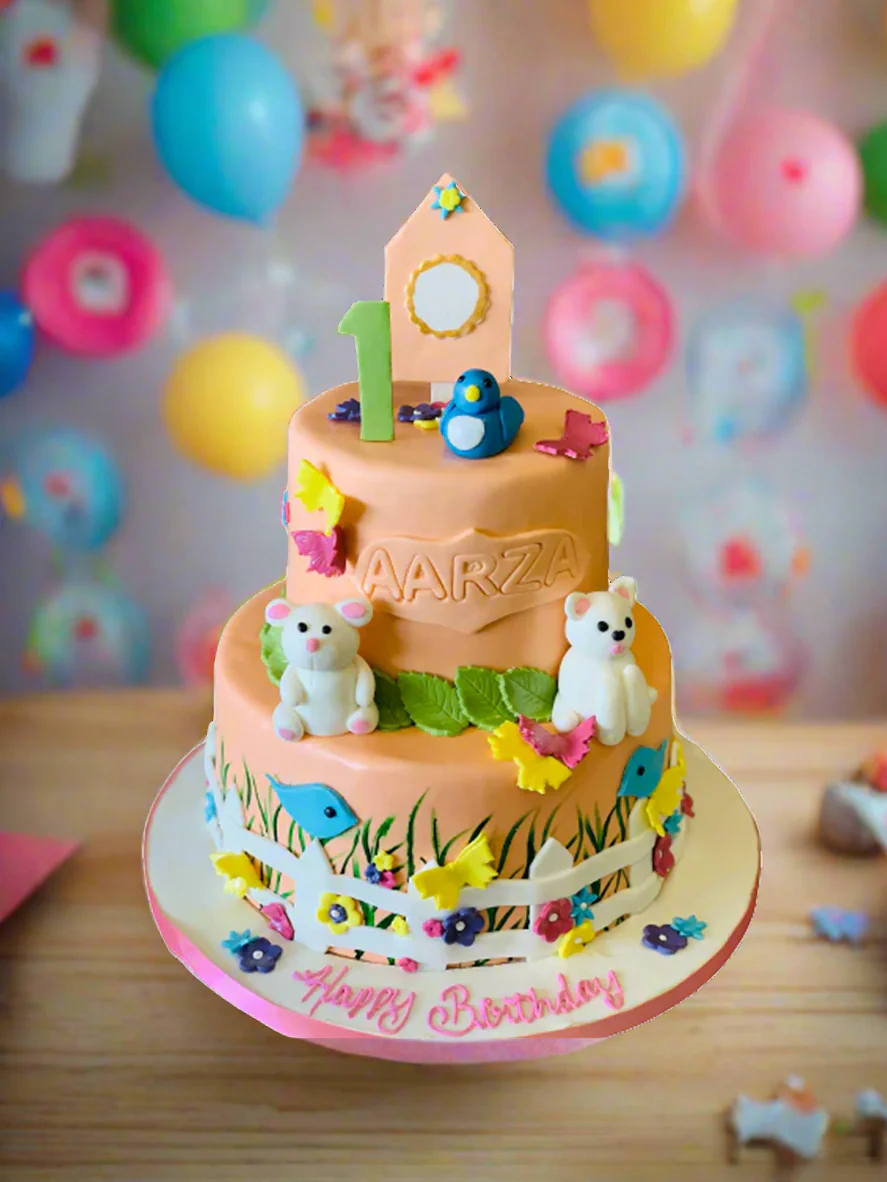 Aarza Fondant Birthday Cake - Image 3