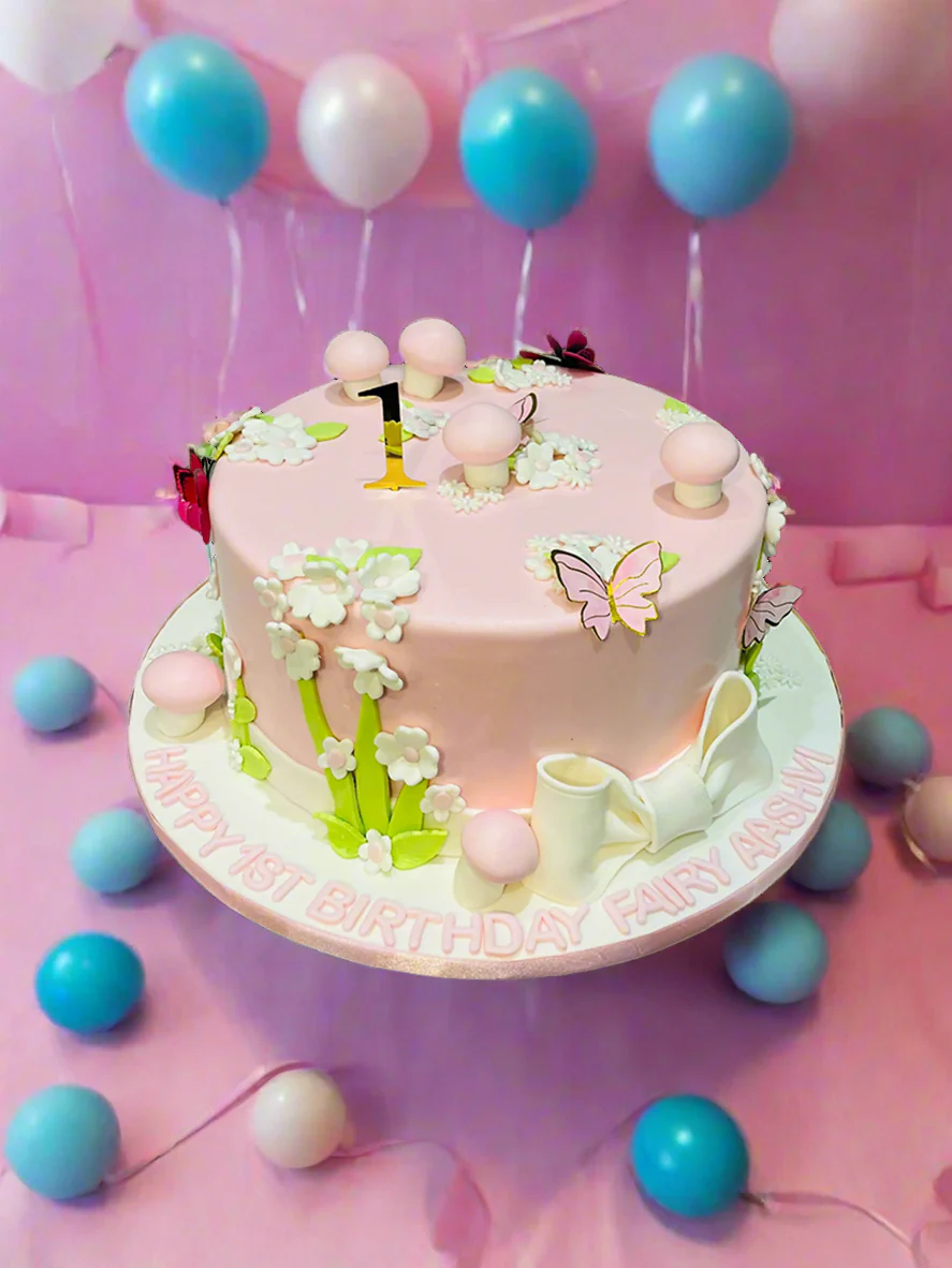 Aashvi Pink Butterfly Fondant Cake - Image 2