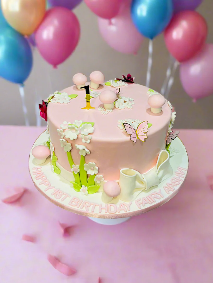 Aashvi Pink Butterfly Fondant Cake - Image 3