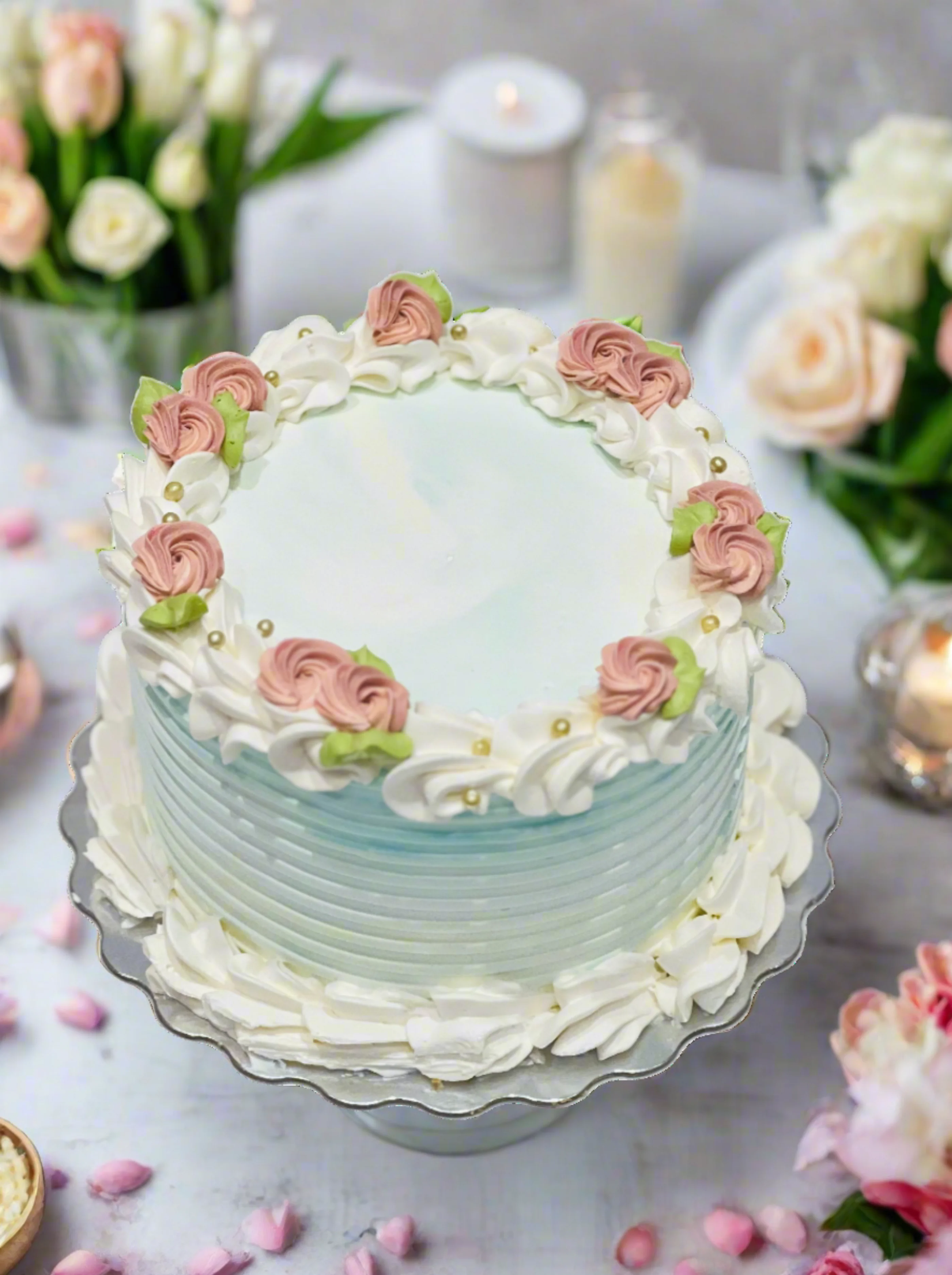 Adheera Teal & Rose Gold Cake - Image 2