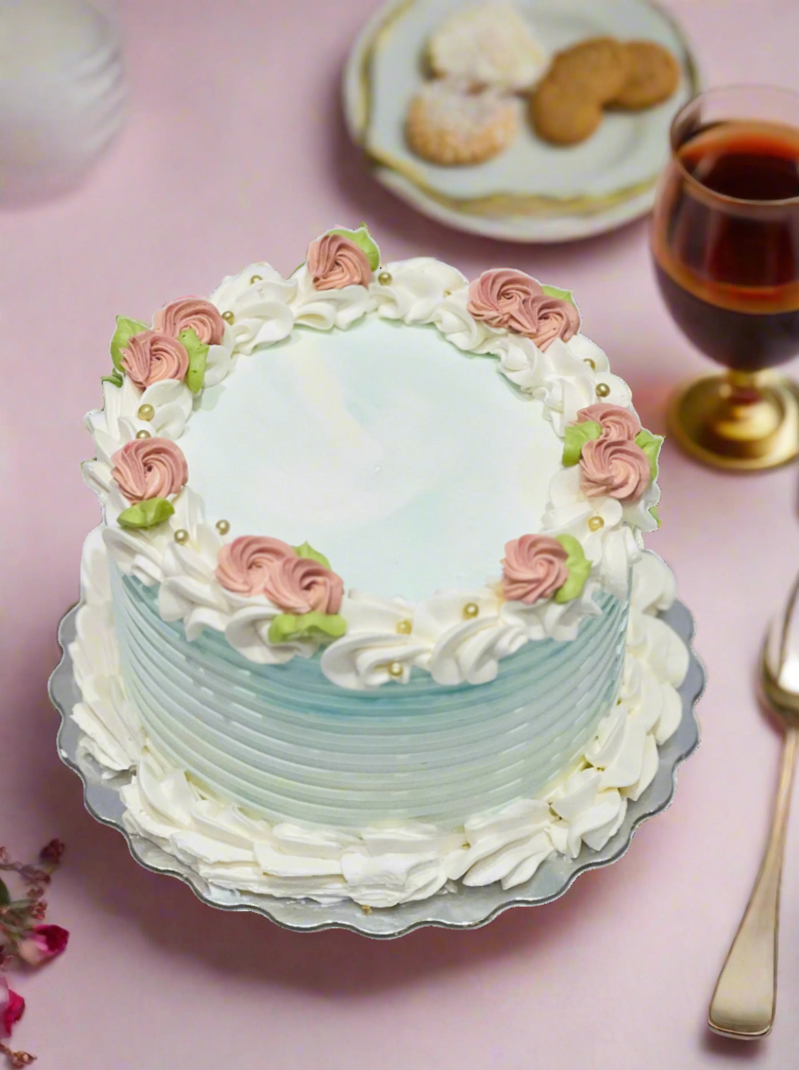Adheera Teal & Rose Gold Cake - Image 3