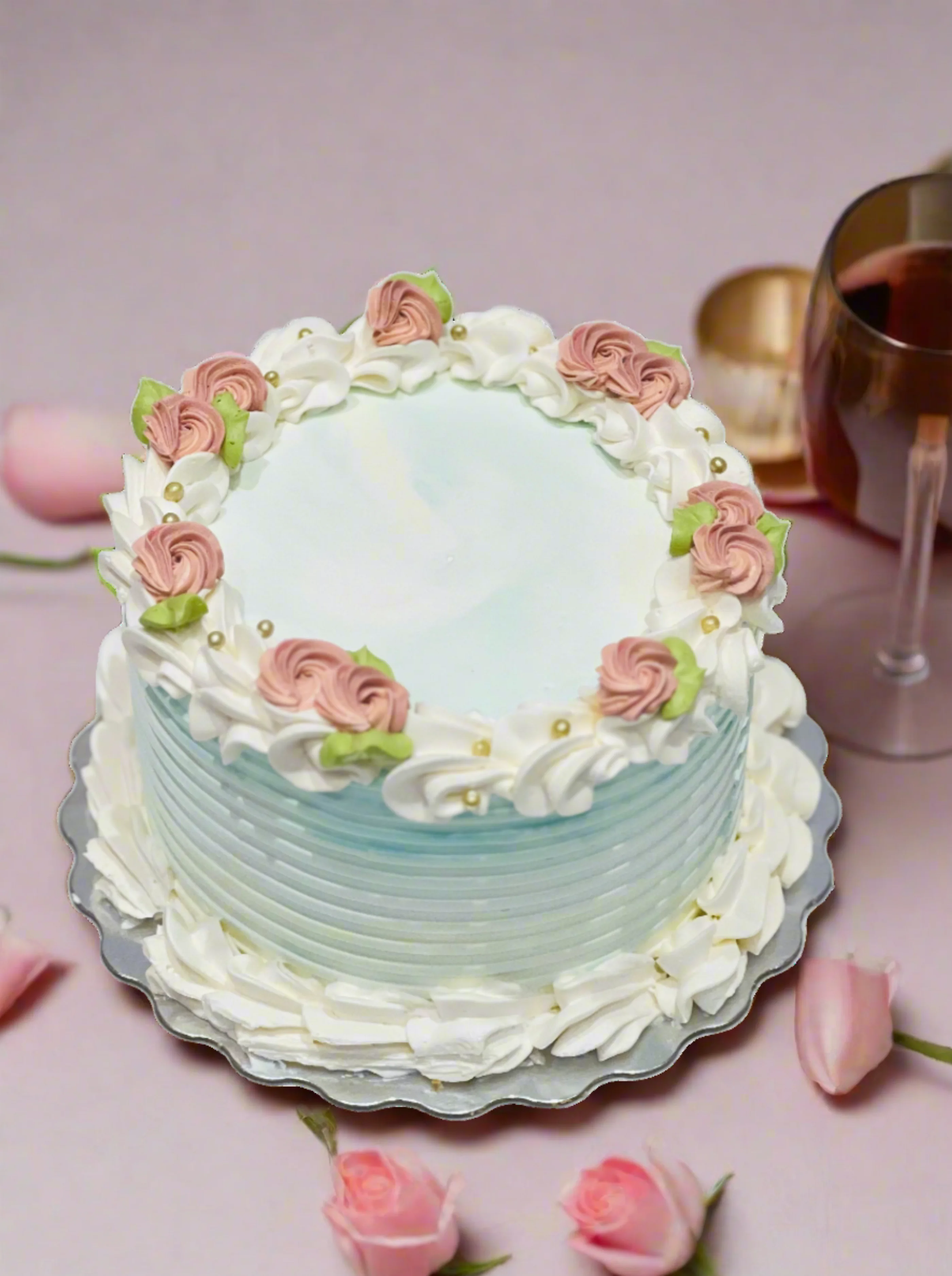 Adheera Teal & Rose Gold Cake - Image 4