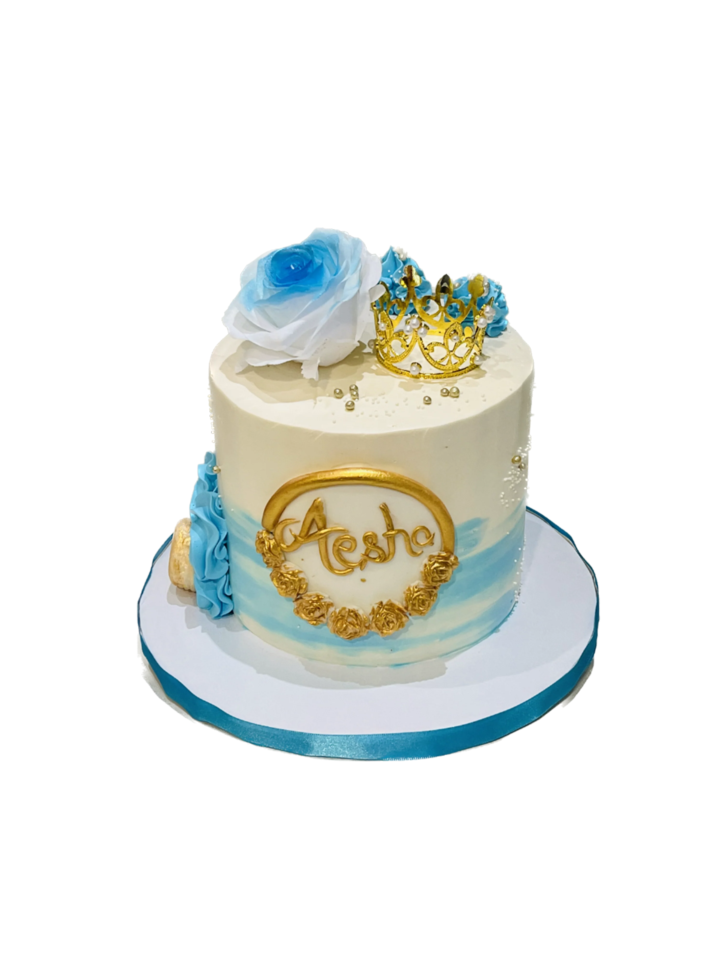 Aesha Ivory & Blue Birthday Cake