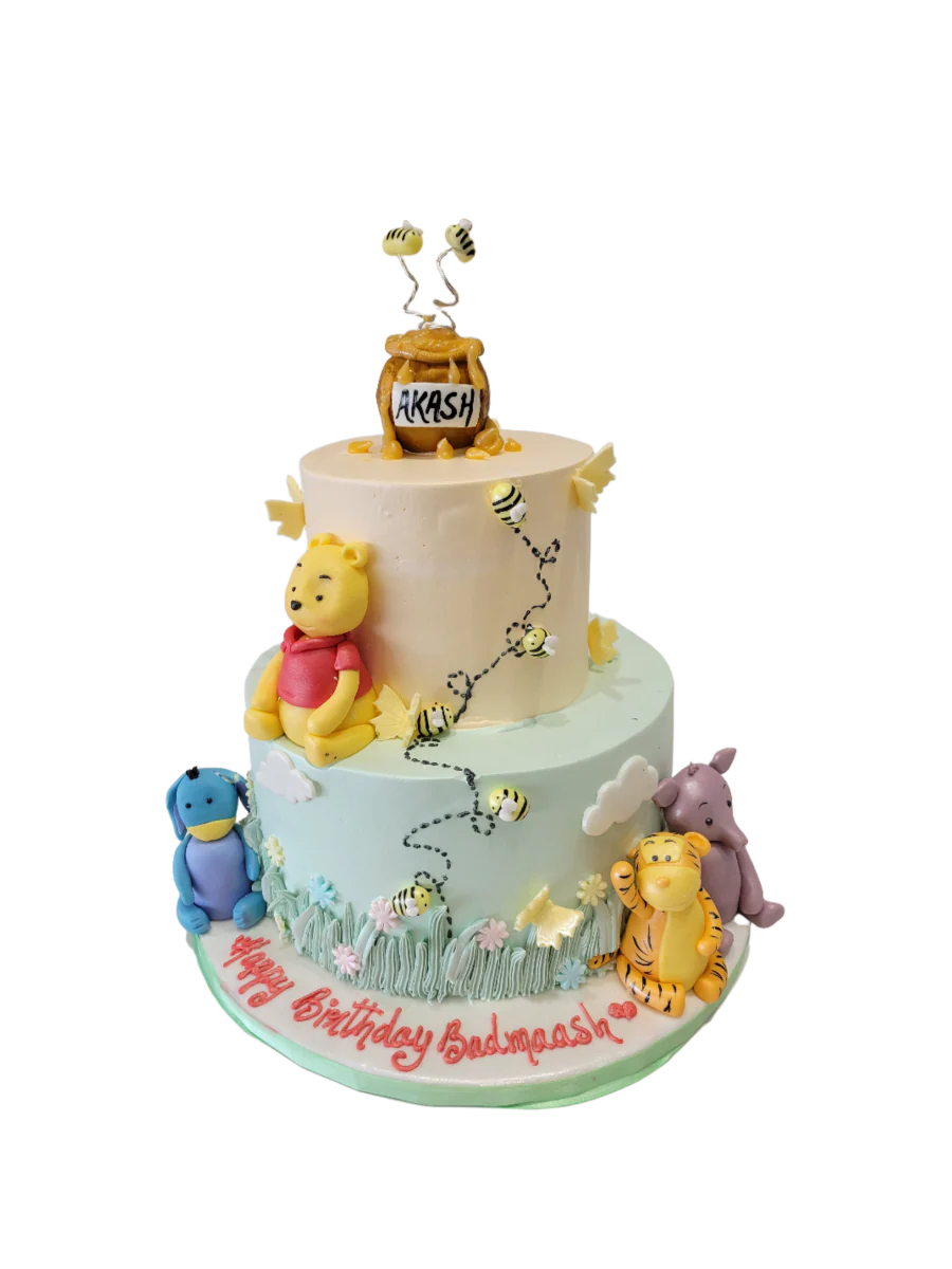 Akash Winnie The Pooh Cream Tiered Cake