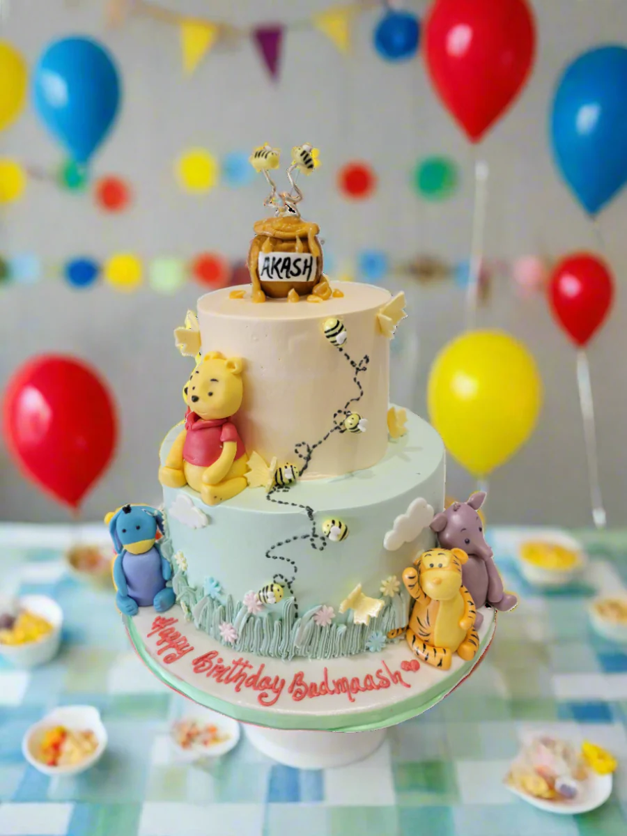 Akash Winnie The Pooh Cream Tiered Cake - Image 2
