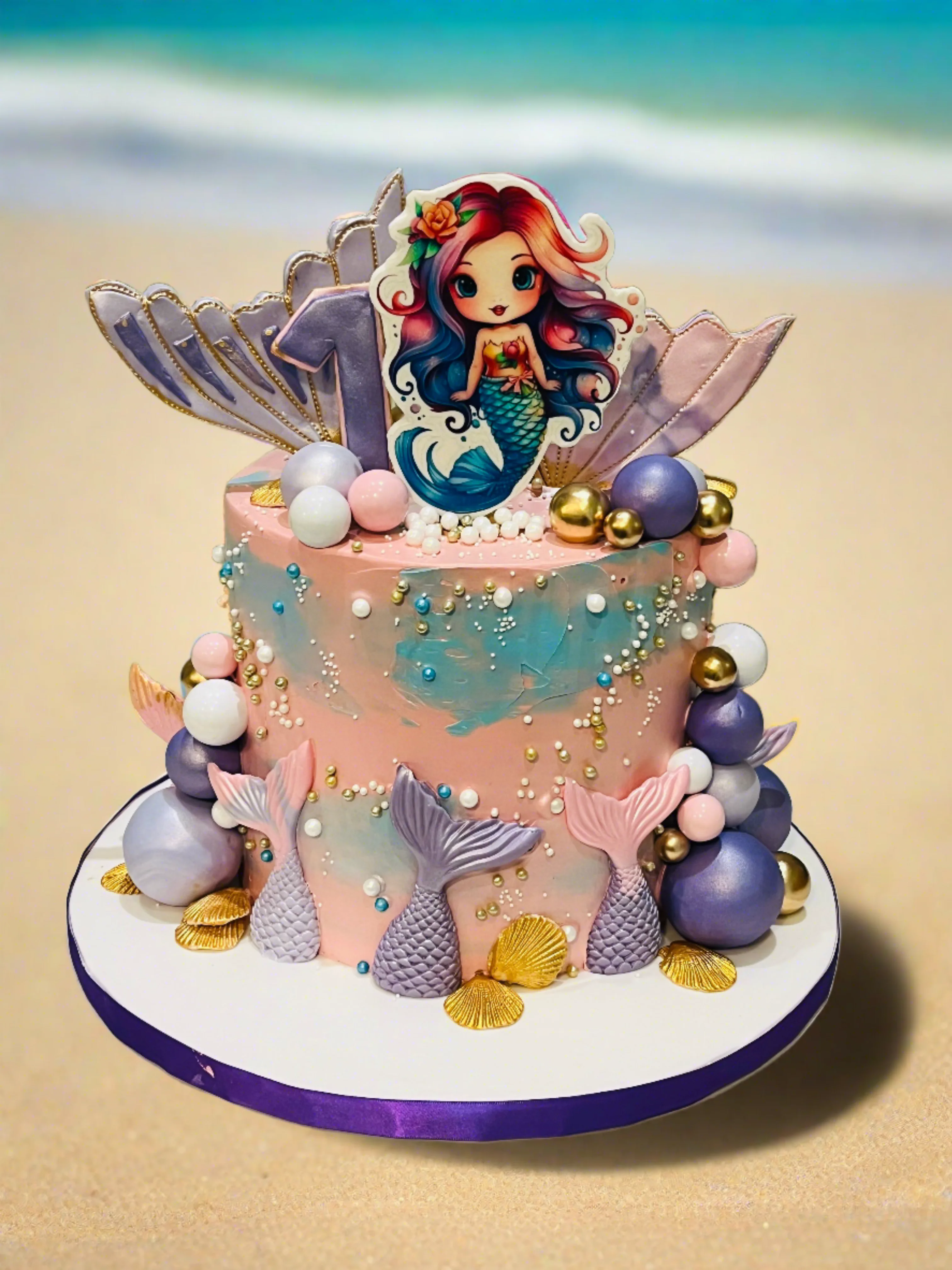 Alice Mermaid Cream Cake - Image 5