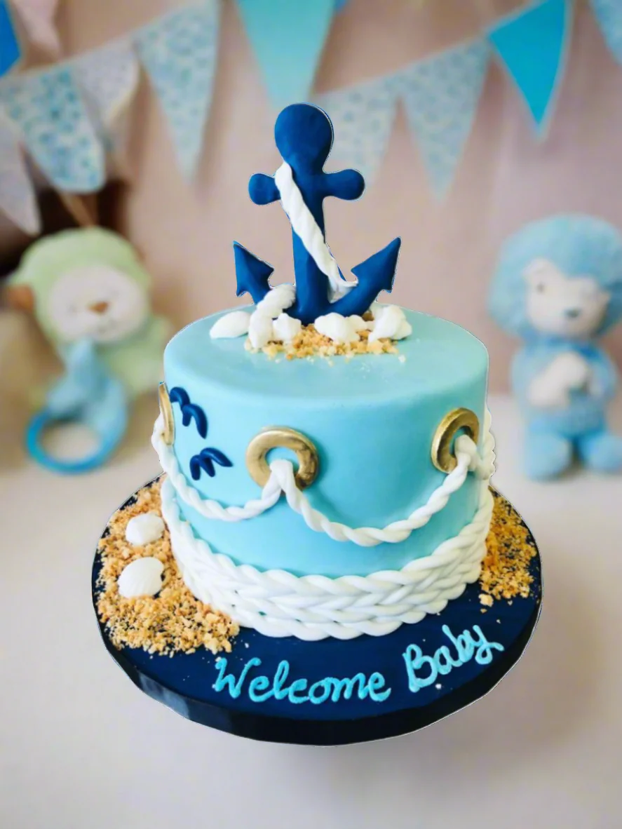 Anchor Fondant Birthday Cake - Image 2
