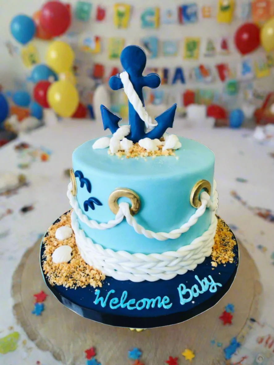 Anchor Fondant Birthday Cake - Image 3