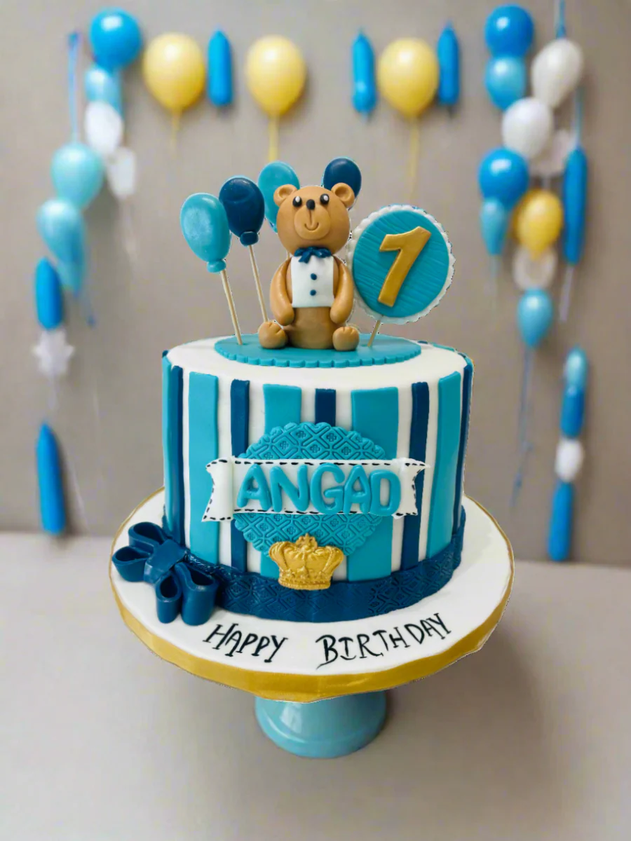 Angad Teddy Fondant Cake - Image 4