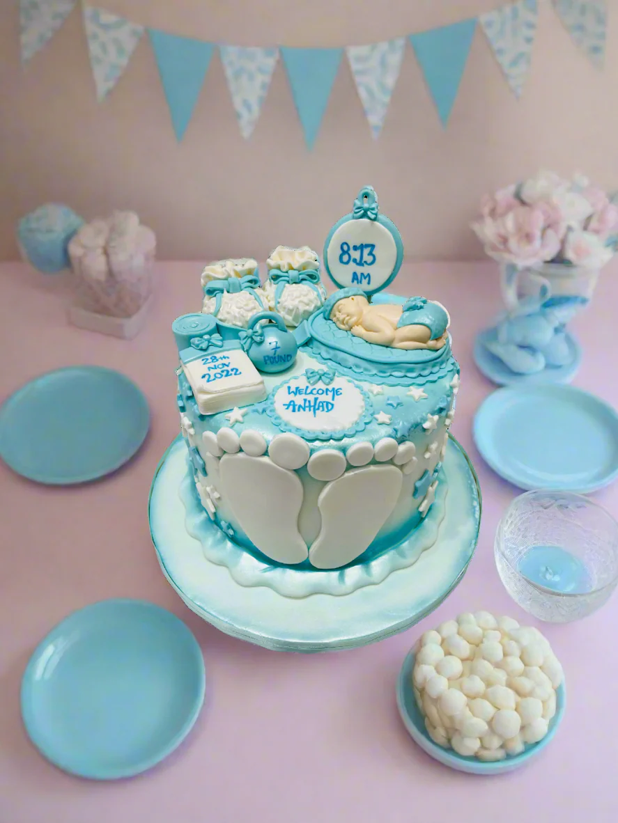 Anhad Baby Details Fondant Cake - Image 2