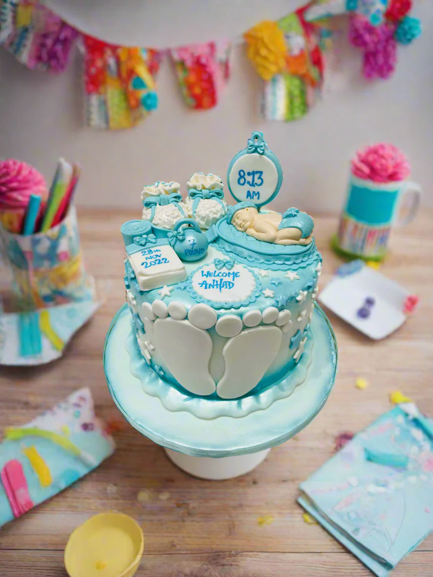 Anhad Baby Details Fondant Cake - Image 3