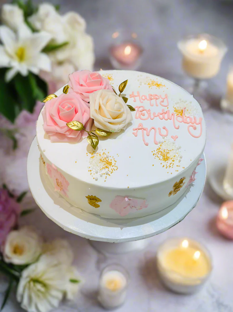 Anu Pink Flower Cake - Image 4