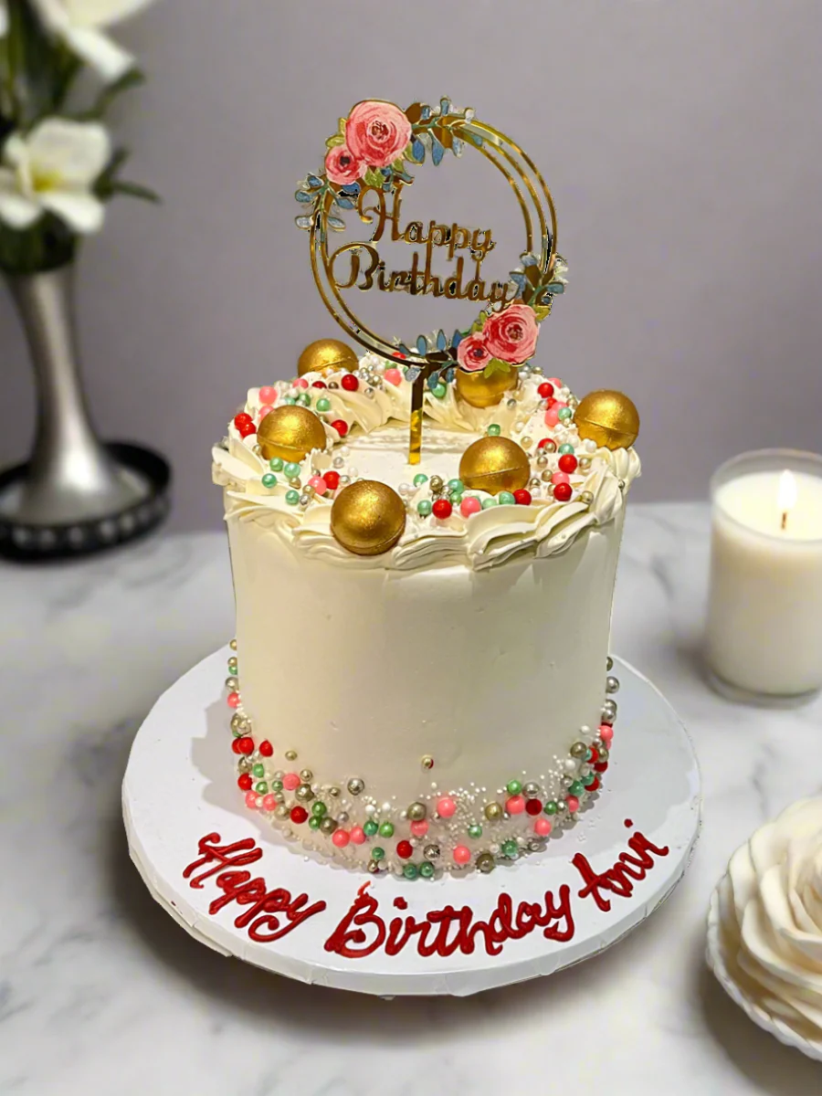 Anvi Ivory & Gold Birthday Cake - Image 2