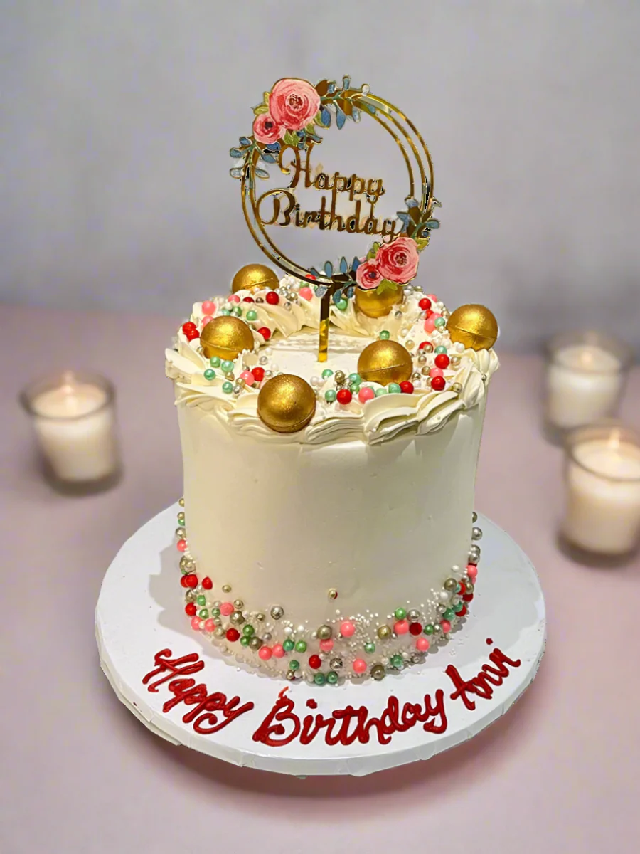 Anvi Ivory & Gold Birthday Cake - Image 3