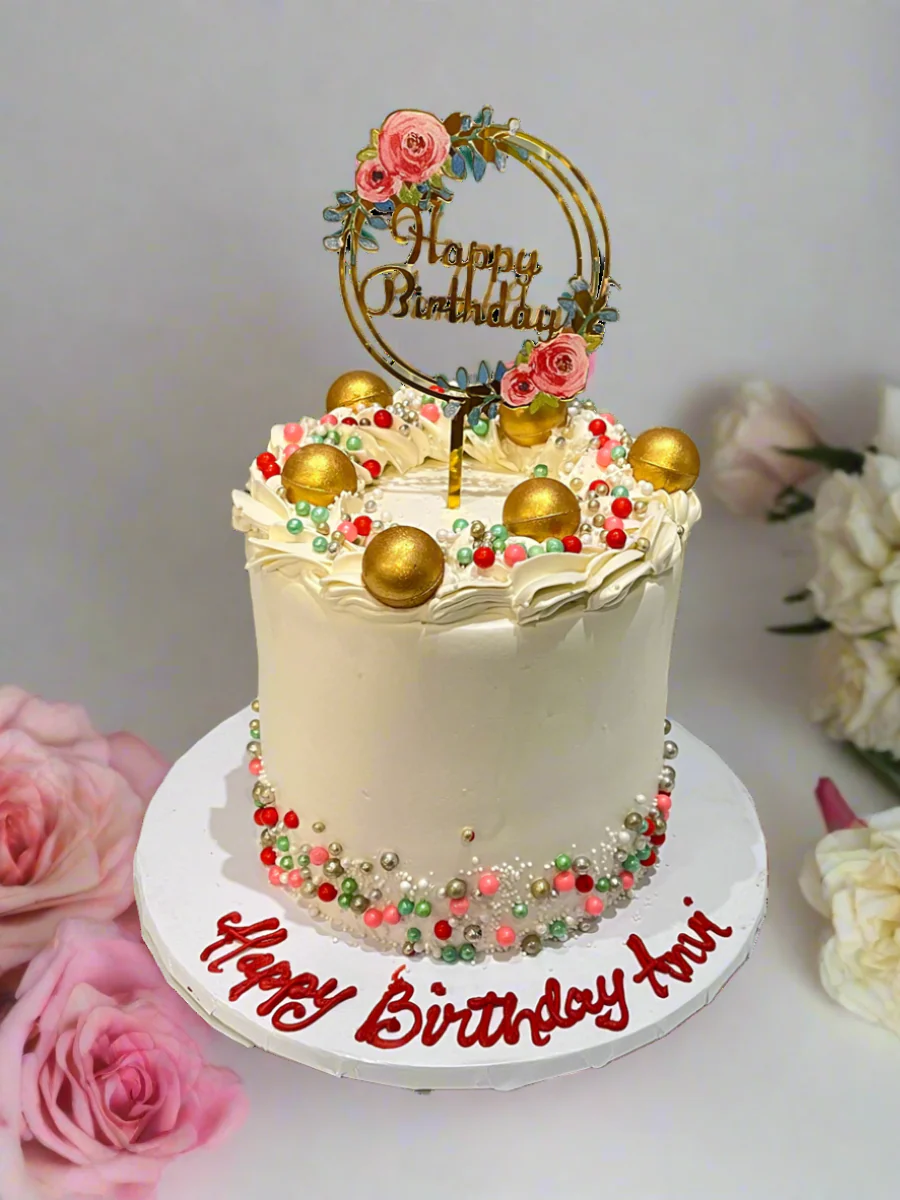 Anvi Ivory & Gold Birthday Cake - Image 4