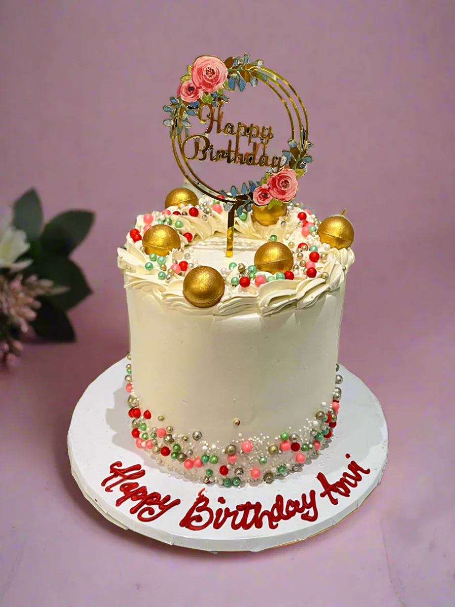 Anvi Ivory & Gold Birthday Cake - Image 5