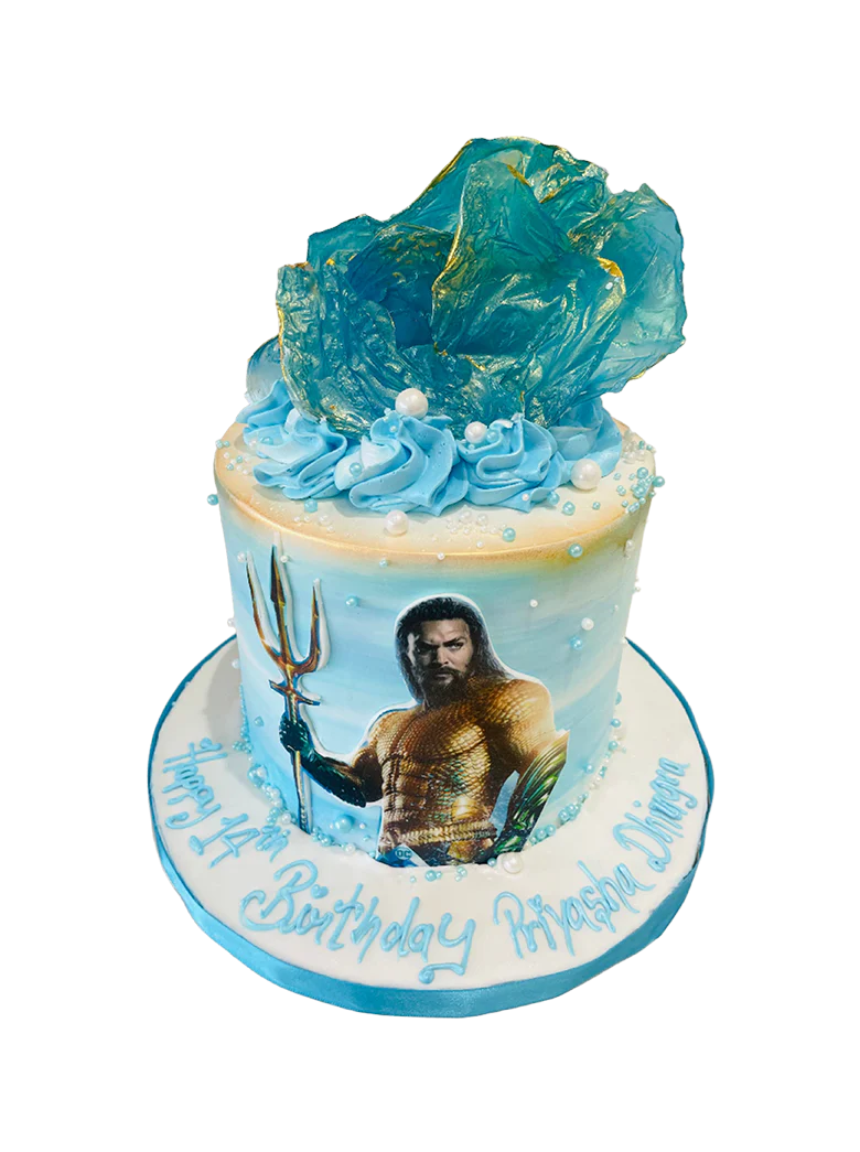 Aquaman Blue Cream Cake