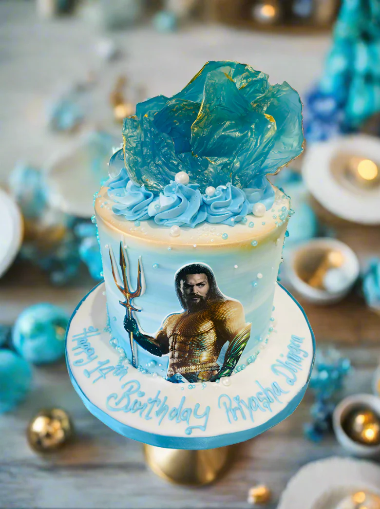 Aquaman Blue Cream Cake - Image 2