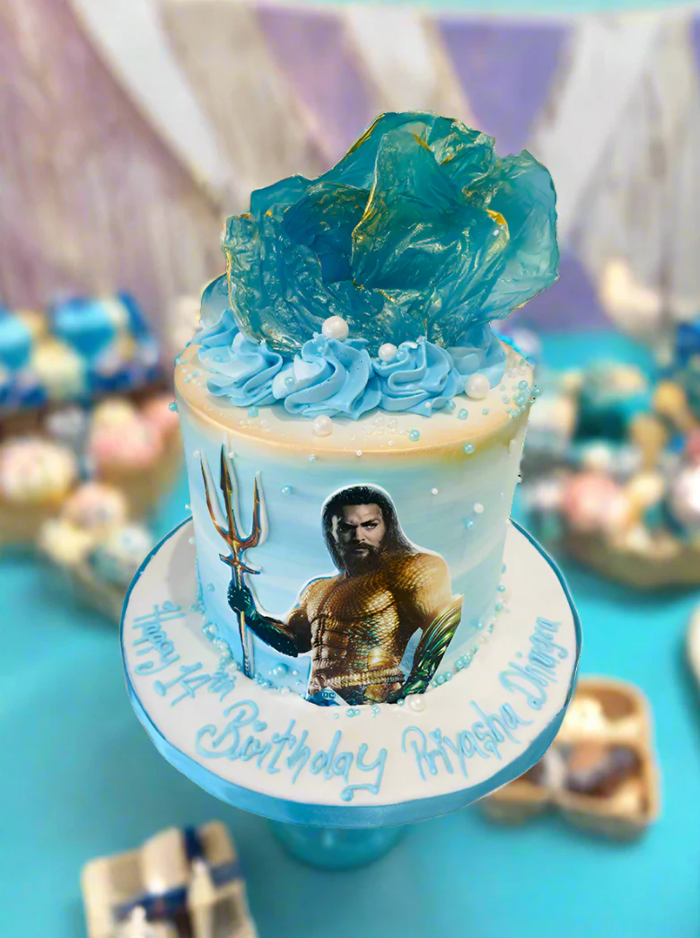 Aquaman Blue Cream Cake - Image 3