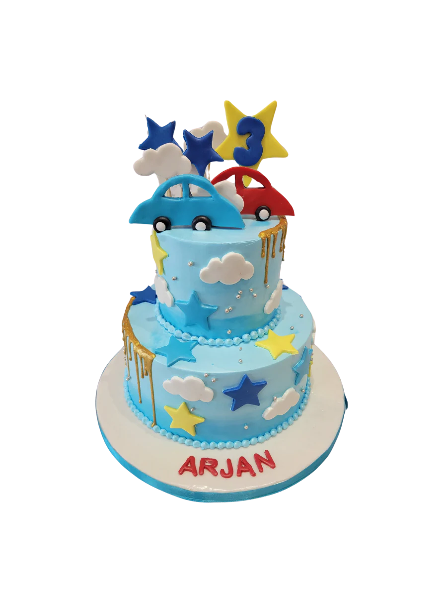 Arjan Car Cream Tiered Cake
