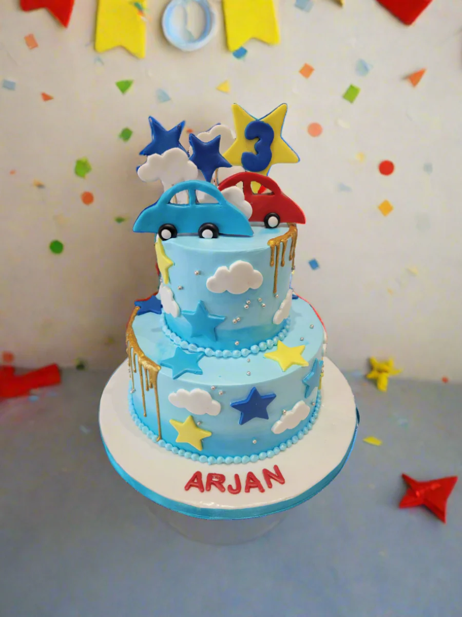 Arjan Car Cream Tiered Cake - Image 2