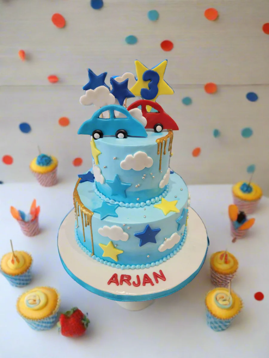 Arjan Car Cream Tiered Cake - Image 3