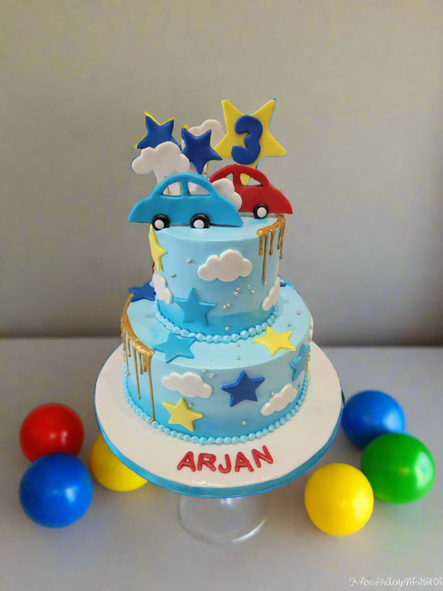 Arjan Car Cream Tiered Cake - Image 4