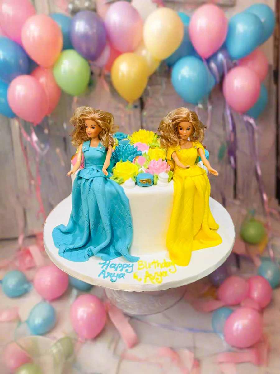 Arya And Avya Fondant Barbie Cake - Image 5