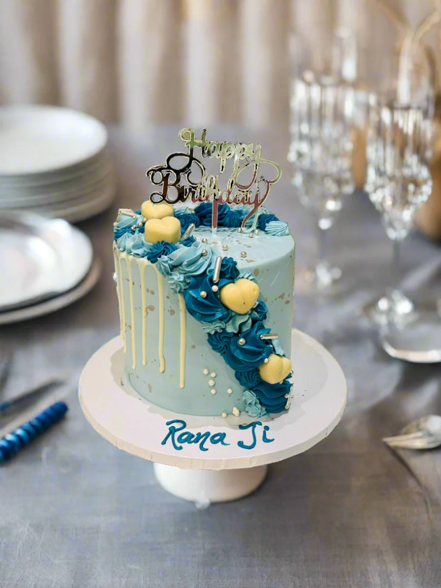 Aryan Dusty Blue Birthday Cake - Image 2