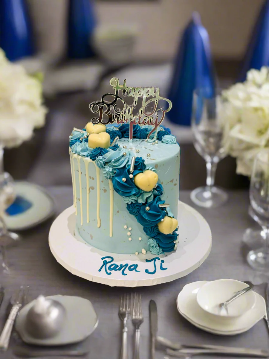 Aryan Dusty Blue Birthday Cake - Image 3