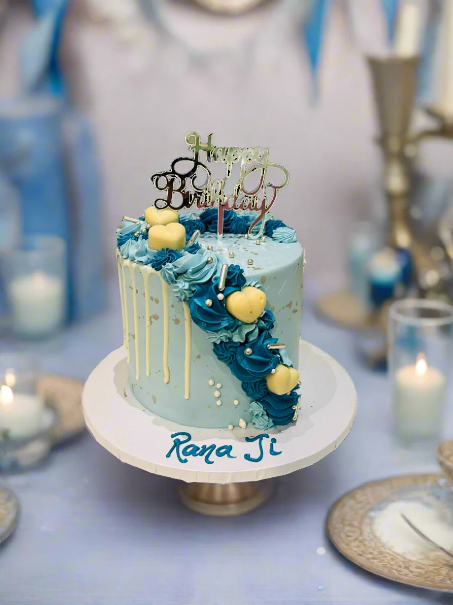 Aryan Dusty Blue Birthday Cake - Image 4