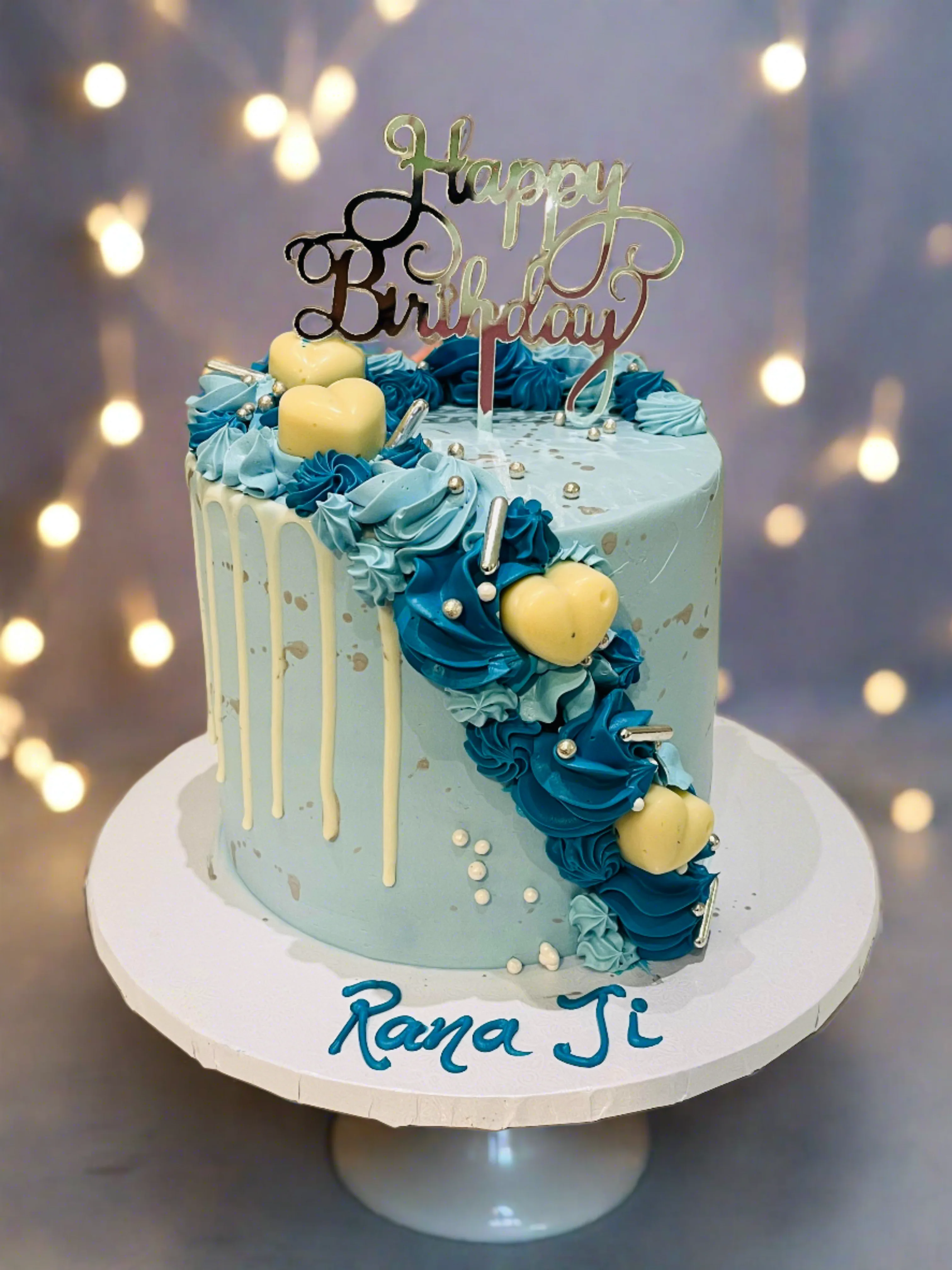 Aryan Dusty Blue Birthday Cake - Image 5