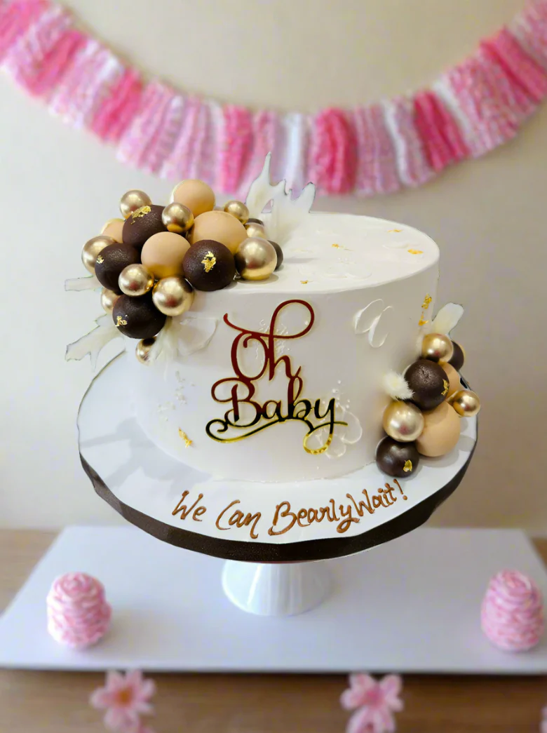 Asees Ivory Baby Shower Cream Cake - Image 4
