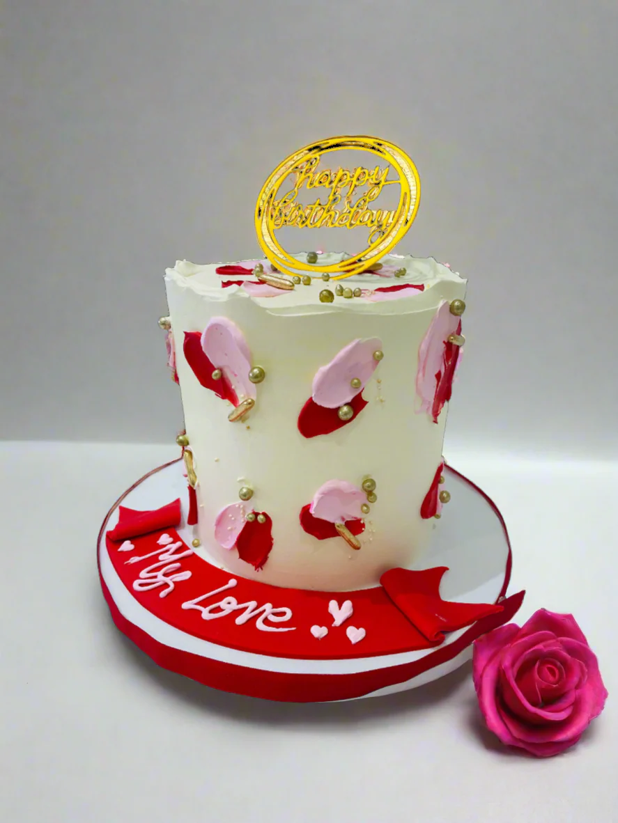 Ashleen Red & Pink Cream Cake - Image 2