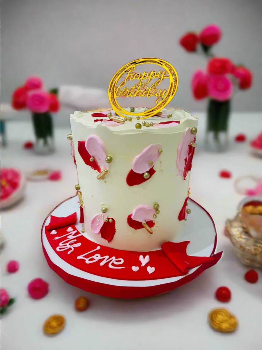 Ashleen Red & Pink Cream Cake - Image 3