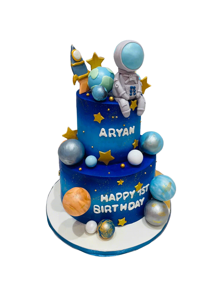 Astronaut Galaxy Theme Fondant Cake