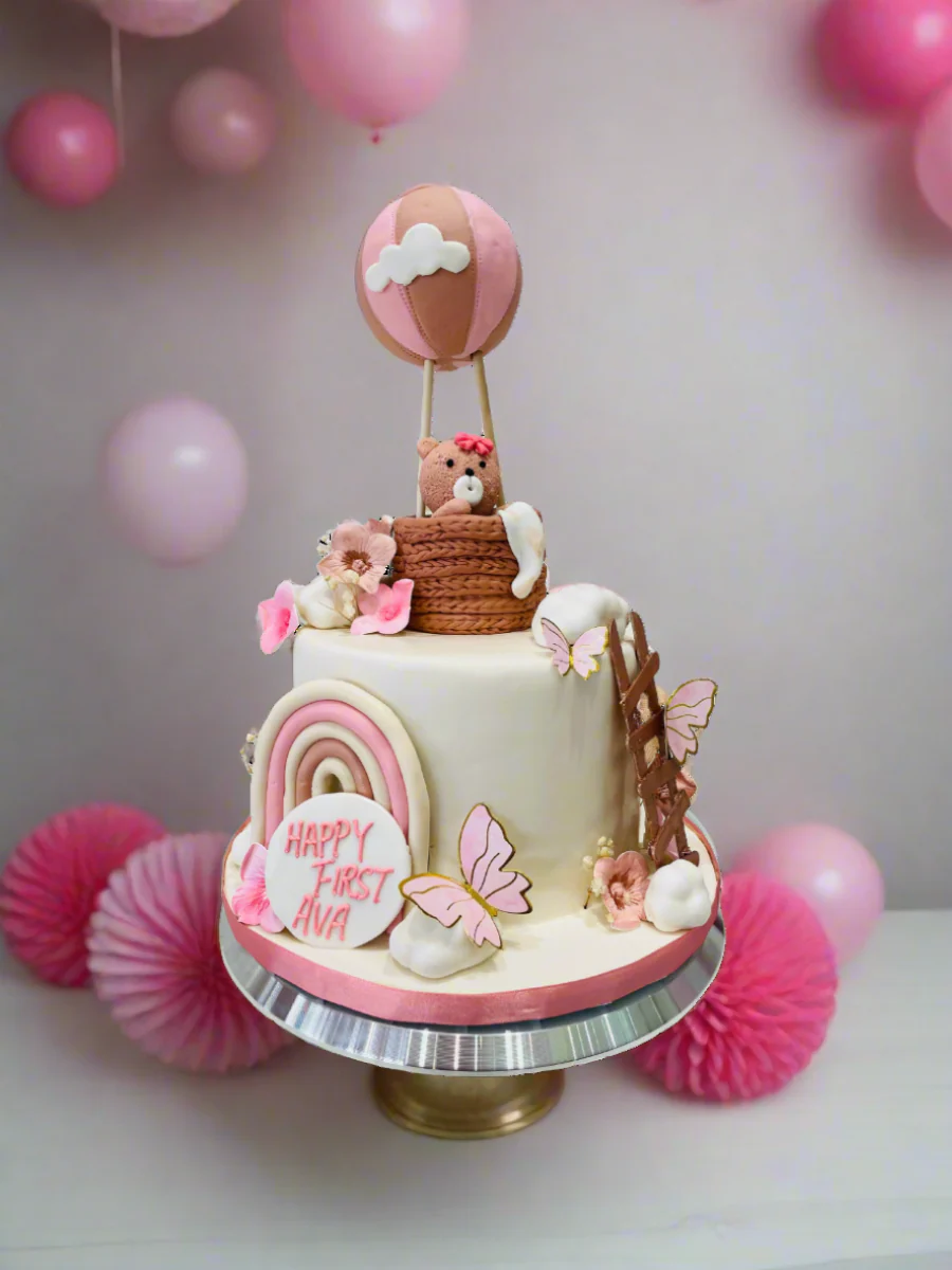 Ava's First Birthday Fondant Cake - Image 3