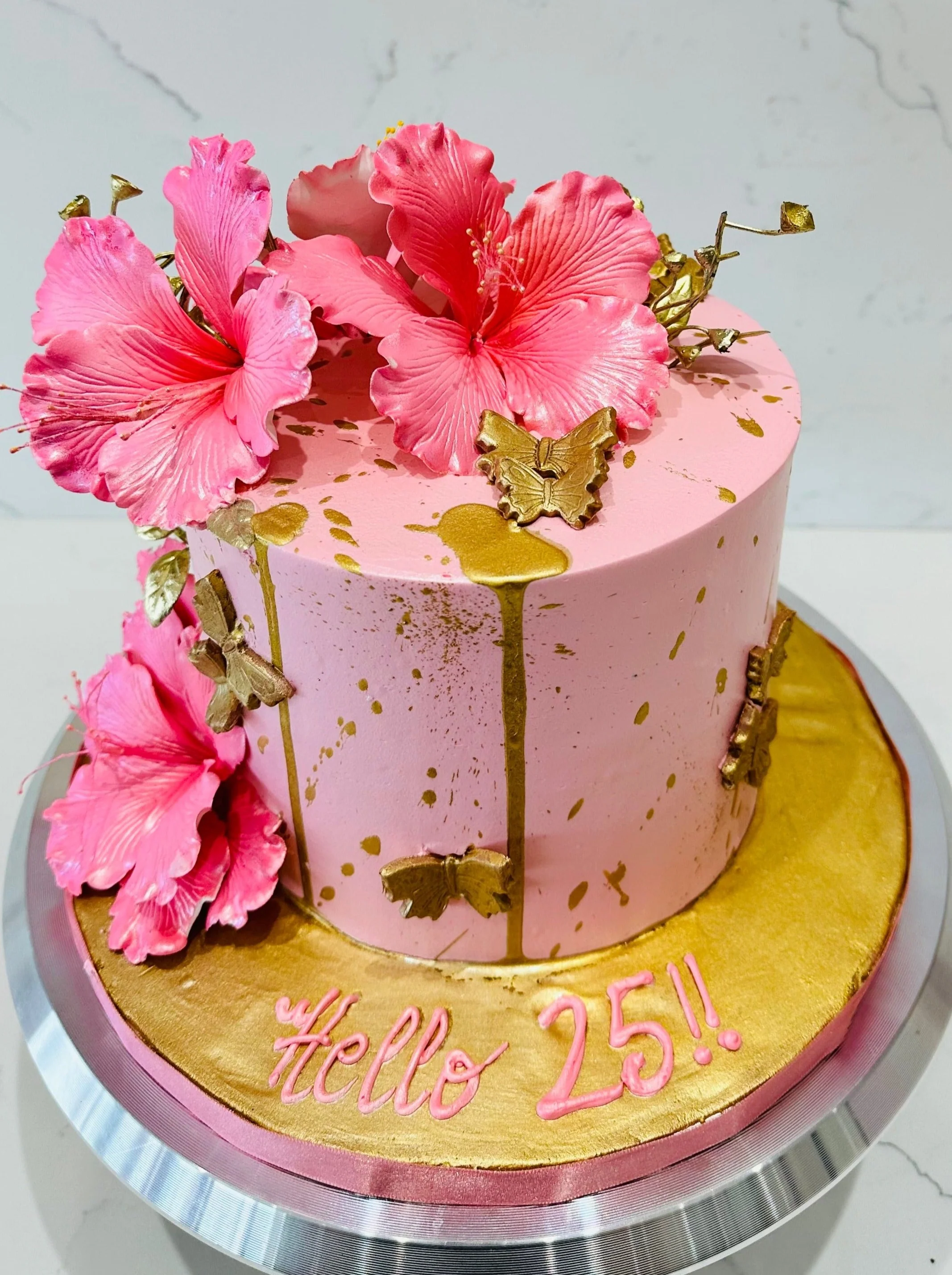 Avlyn Pink And Gold Cream Cake - Image 3