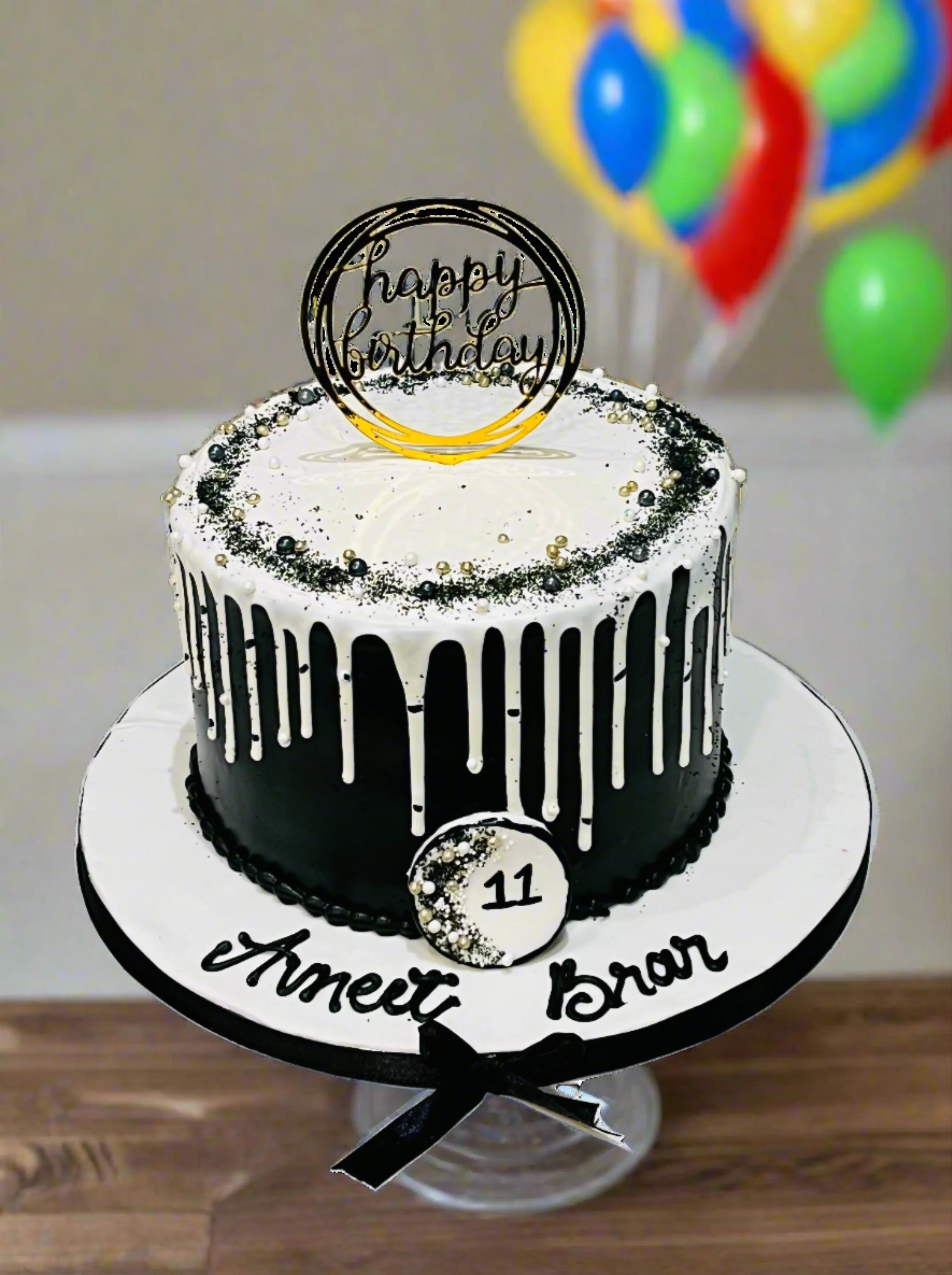 Avneet Black & White Birthday Cake - Image 2