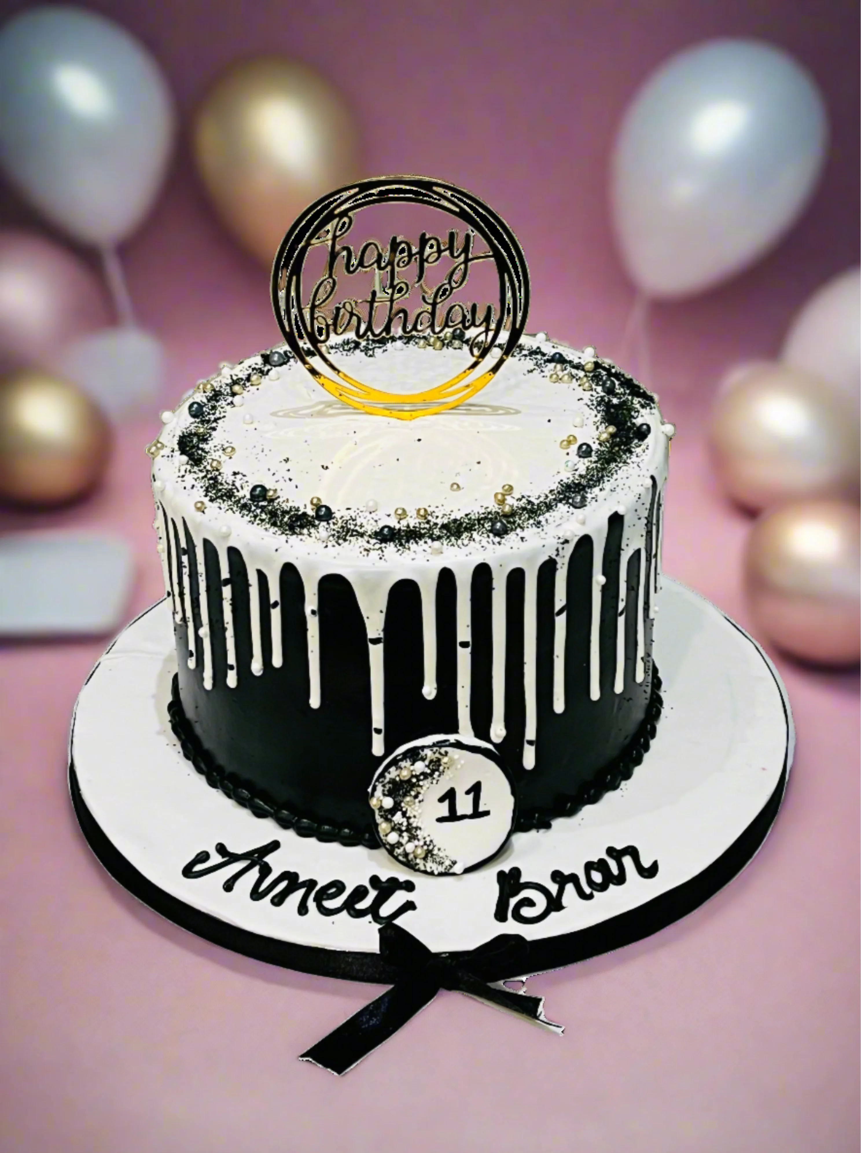 Avneet Black & White Birthday Cake - Image 5