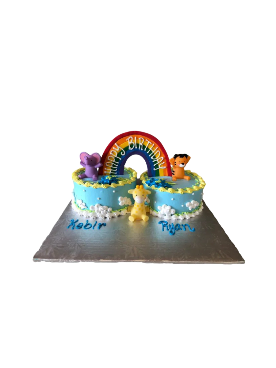 Baby Animals Twins Birthday Cake