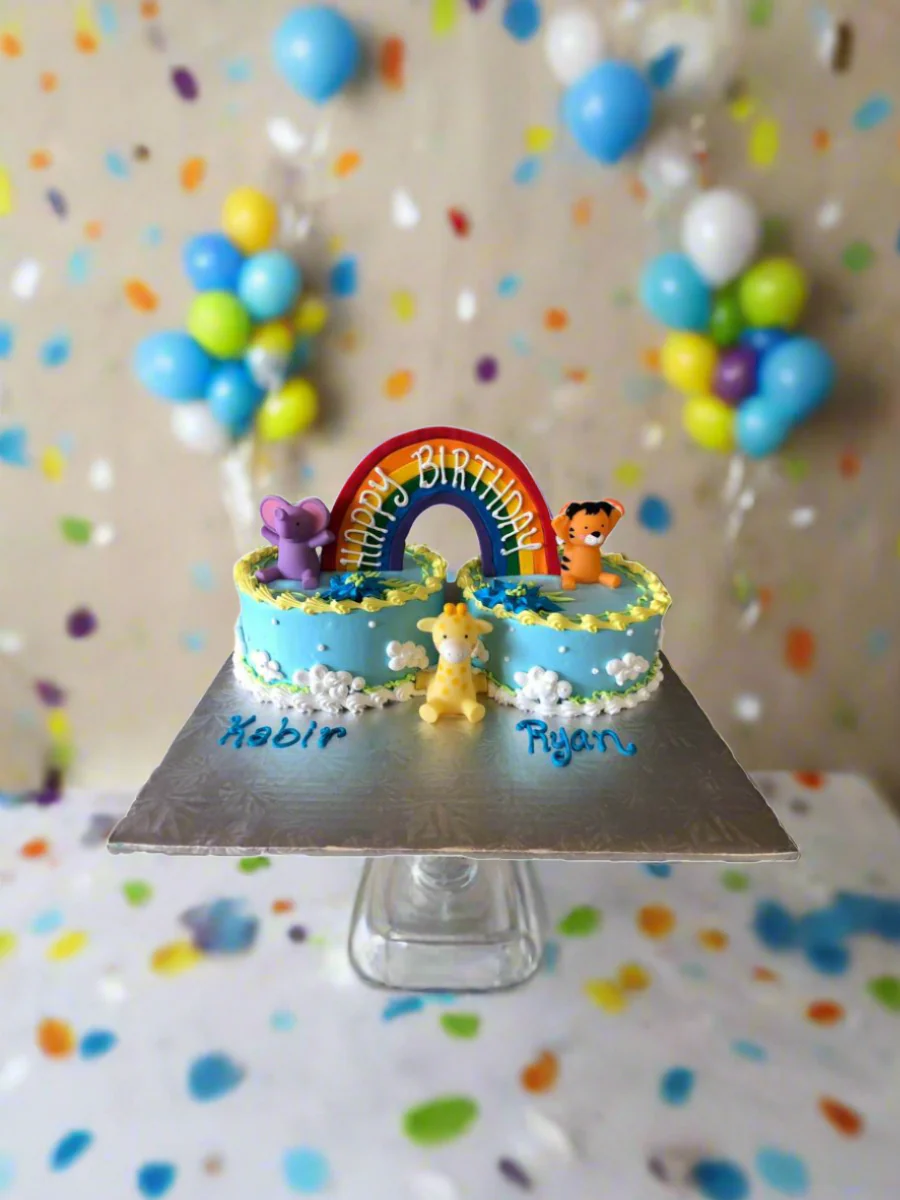 Baby Animals Twins Birthday Cake - Image 2