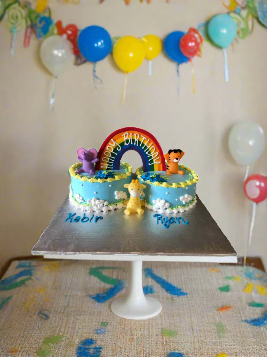Baby Animals Twins Birthday Cake - Image 3
