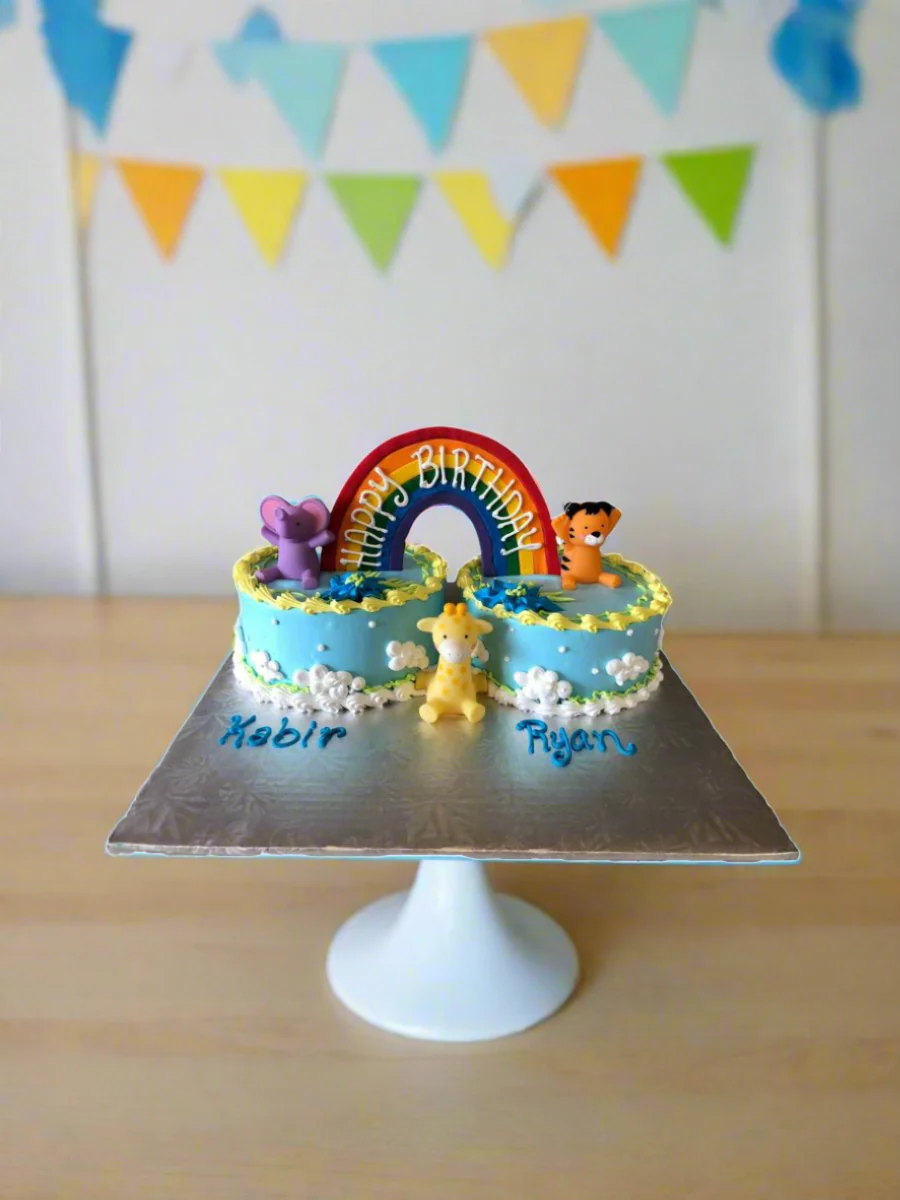 Baby Animals Twins Birthday Cake - Image 4