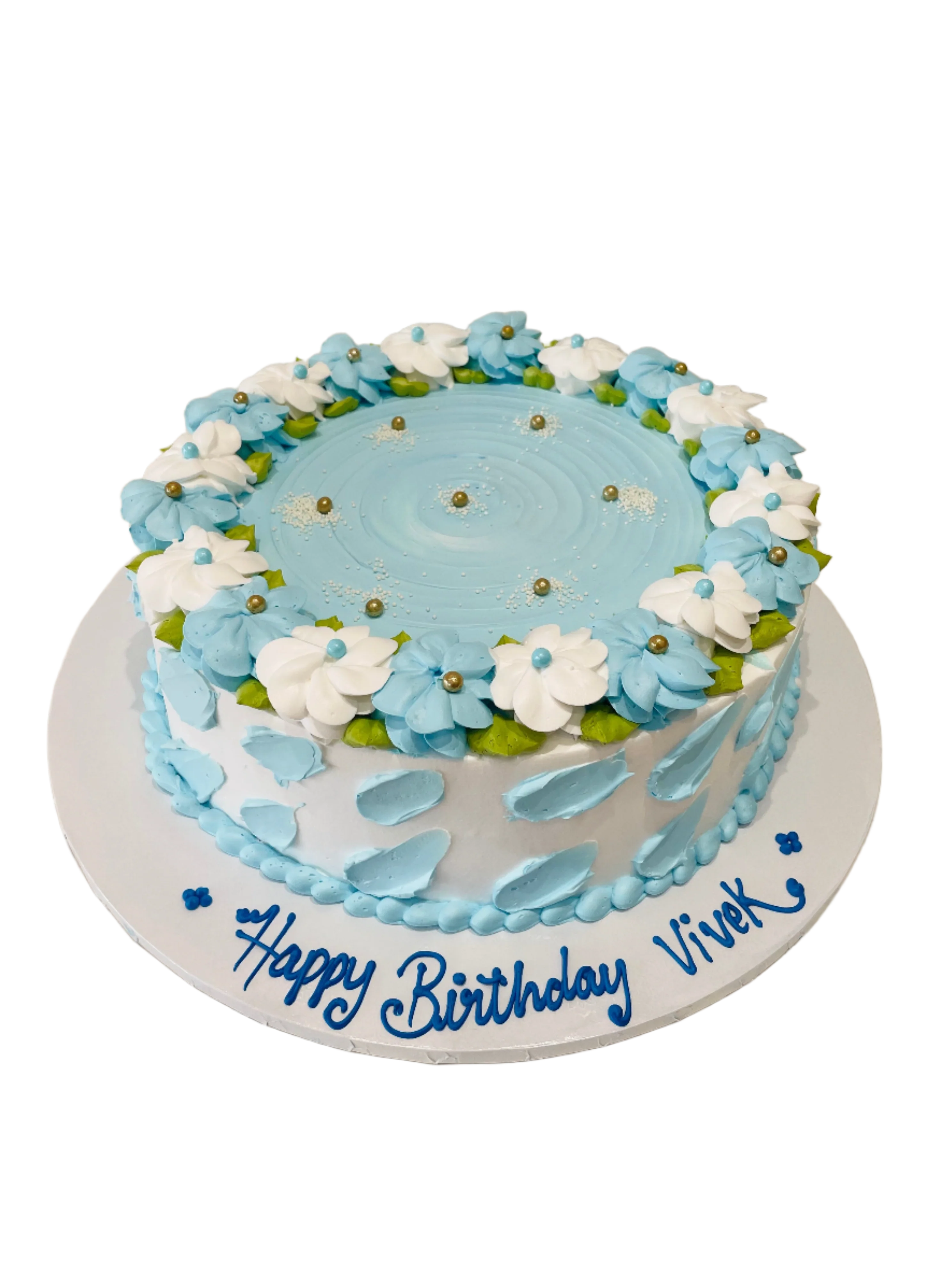 Baby Blue Blossoms Cake
