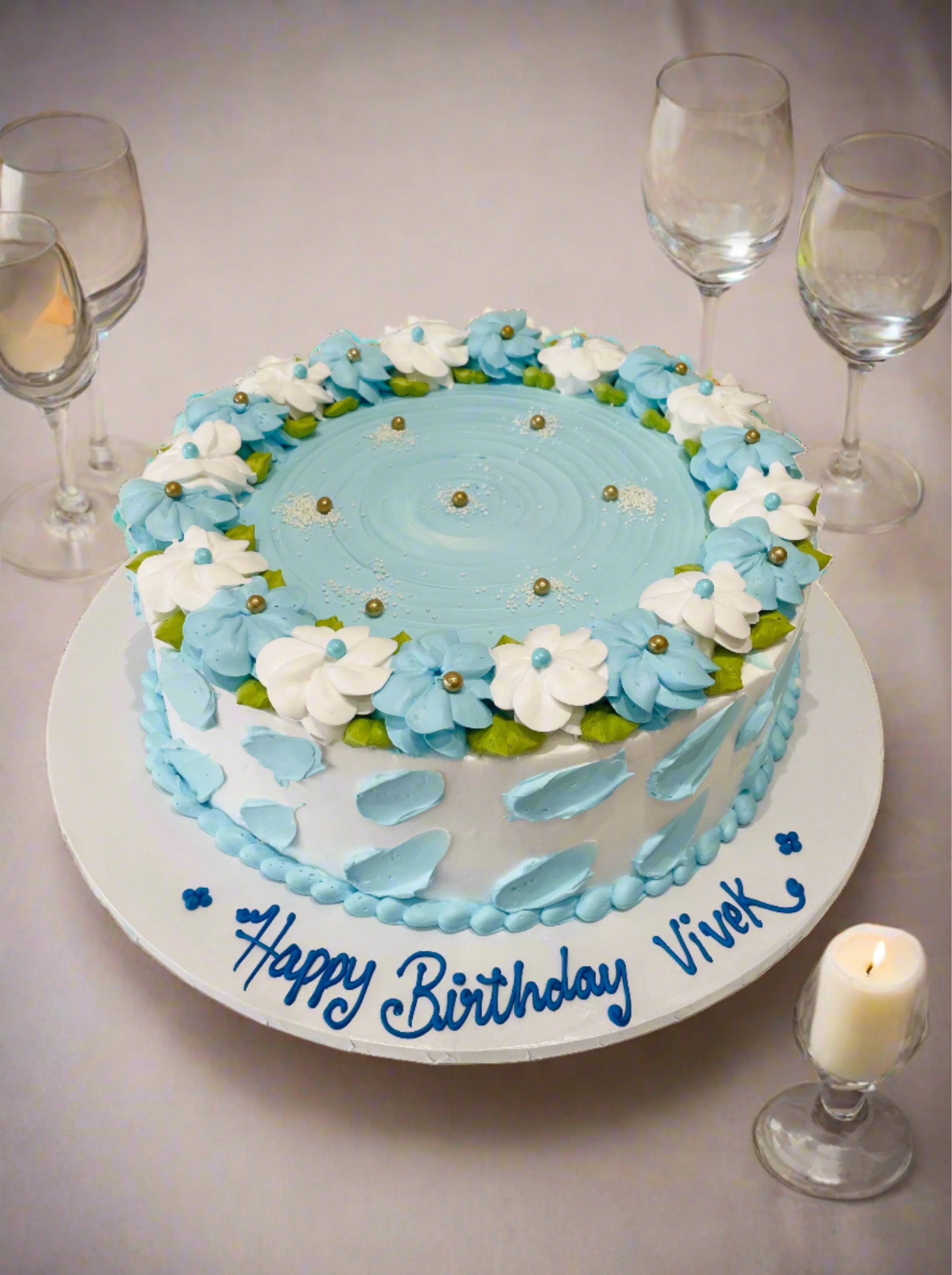Baby Blue Blossoms Cake - Image 3